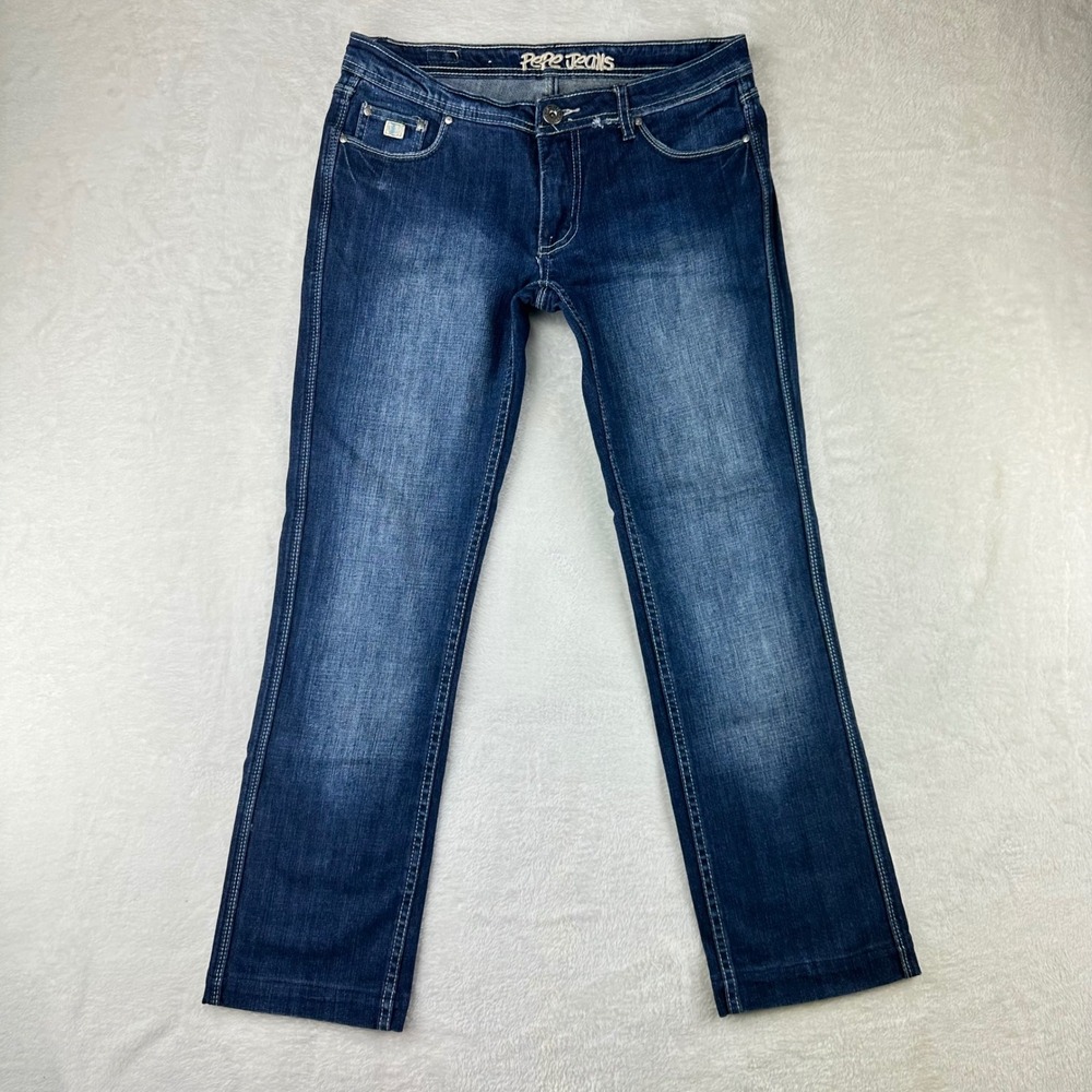 Pepe Jeans Denim Pants Womens Dark Wash Straight 30 Blue Contrast Stitch VTG